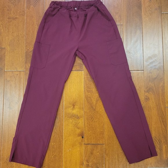 REVEL WOMENS WIDE LEG PROFESSIONAL SCRUB PANTS - MAROON- SIZE MEDIUM - Picture 3 of 7